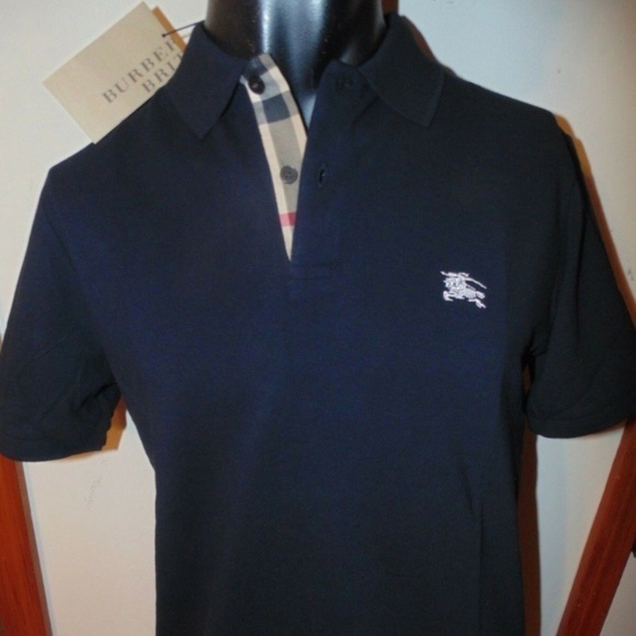 burberry black polo mens